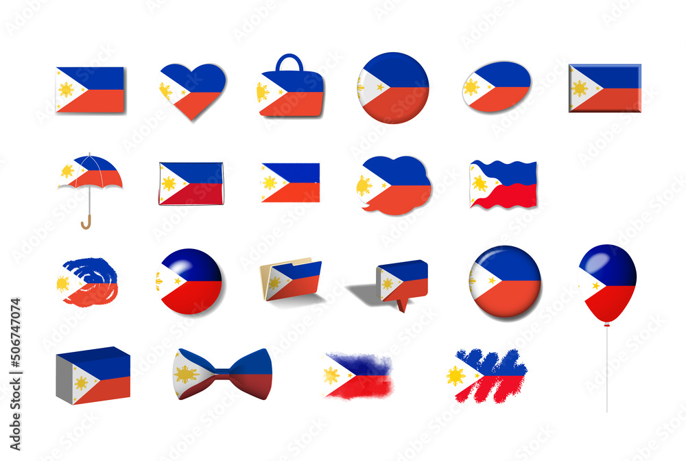 フィリピン 国旗イラスト21種 Stock Vector Adobe Stock フィリピン 国旗イラスト21種 Stock Vector Adobe Stock
