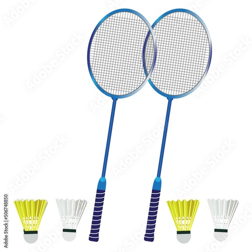 two badminton racket and shuttlecock
