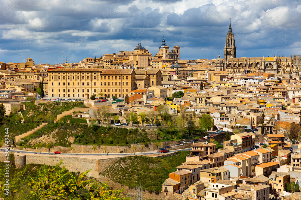 Impressive view of old houses of Toledo city, capital of province of Toledo in central Spain