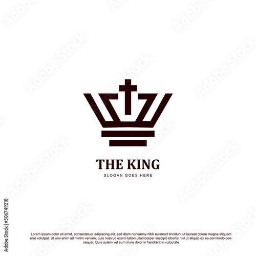 Creative the king logo with cross Christian vector