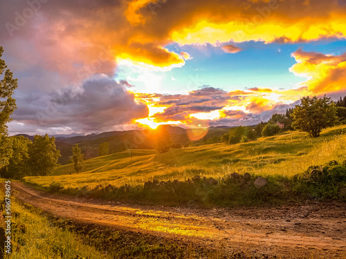 sunset in the mountains