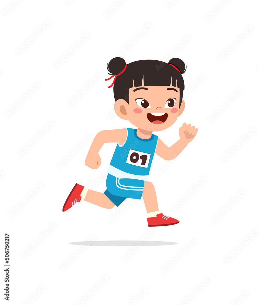 little kid wearing uniform for run race