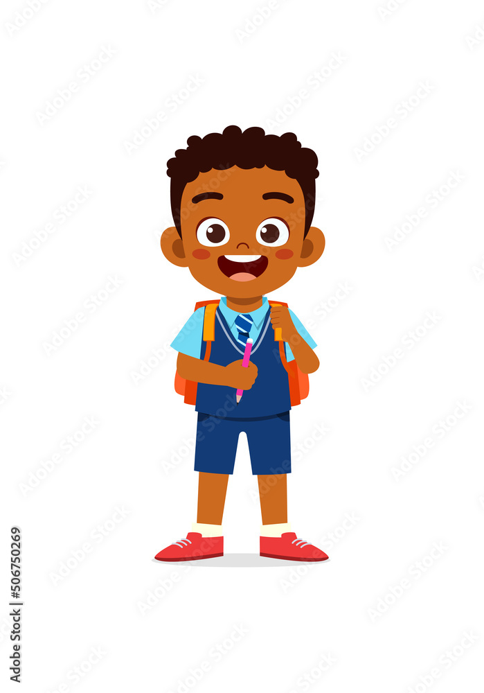 little kid wear uniform and ready to school little kid wear uniform and ready to school