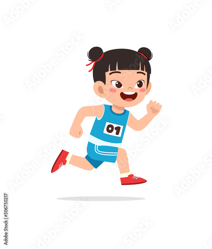 little kid wearing uniform for run race
