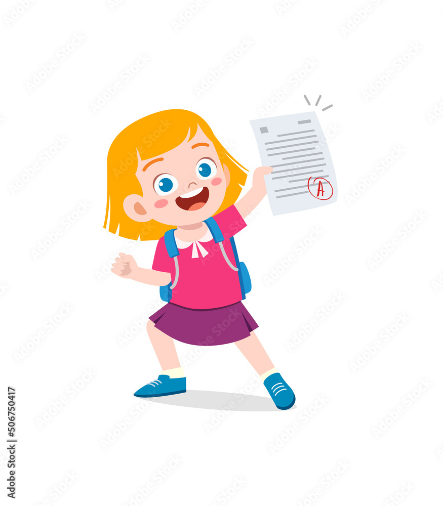 little kid get good grade and feel happy little kid get good grade and feel happy
