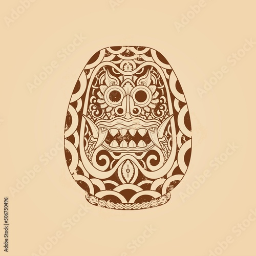 Balinese barong daruma grunge texture vector illustration
