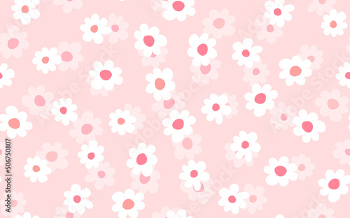 Seamless floral pattern based on traditional folk art ornaments. Colorful flowers on color background. Scandinavian style. Sweden nordic style. Vector illustration. Simple minimalistic pattern