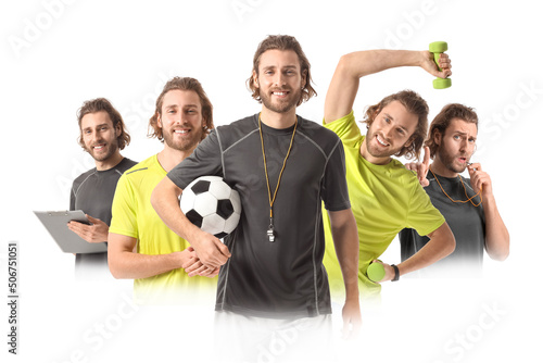 Collage with sporty male co...