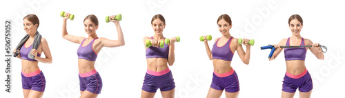 Set of sporty young woman t...