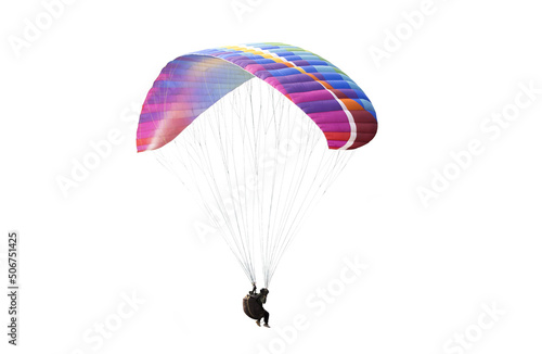  Beautiful paraglider in flight on a white background. isolated