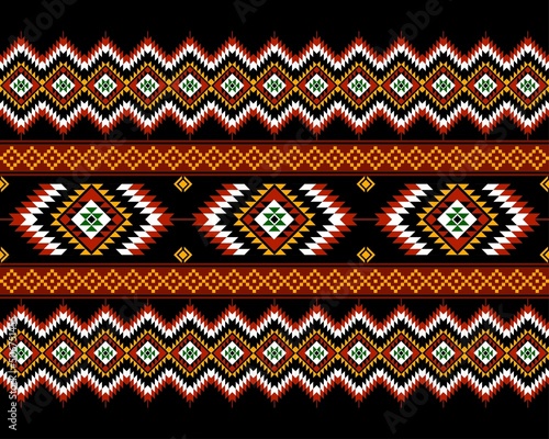 Geometric ethnic oriental seamless pattern traditional Design for background,carpet,wallpaper.clothing,wrapping,Batik fabric,Vector illustration.embroidery style - Sadu, sadou, sadow or sado