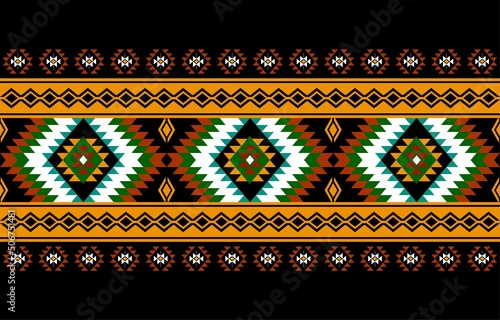 Geometric ethnic oriental seamless pattern traditional Design for background,carpet,wallpaper.clothing,wrapping,Batik fabric,Vector illustration.embroidery style - Sadu, sadou, sadow or sado