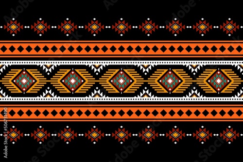Geometric ethnic oriental seamless pattern traditional Design for background,carpet,wallpaper.clothing,wrapping,Batik fabric,Vector illustration.embroidery style - Sadu, sadou, sadow or sado