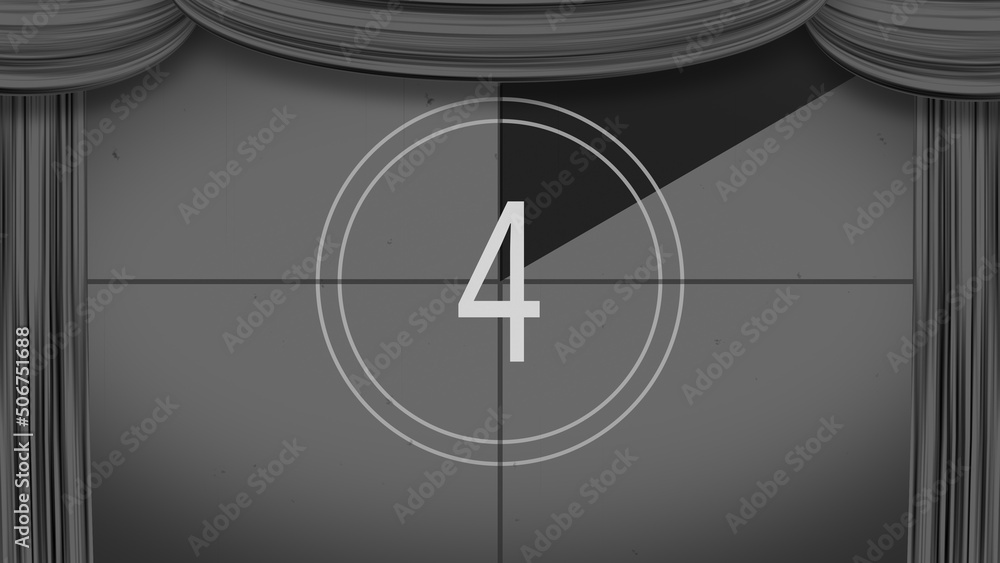 カーテンが開く カウントダウン 0から5 スクリーン 白黒 カーテン 黒 Stock Illustration Adobe Stock