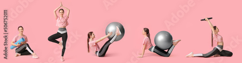 Set of sporty young woman d...
