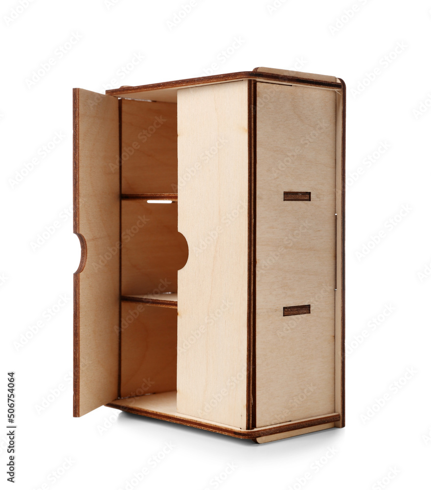 Toy wooden cabinet on white background Toy wooden cabinet on white background