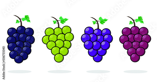 Grapes collection in cartoon style grapes fruit vector art illustration
