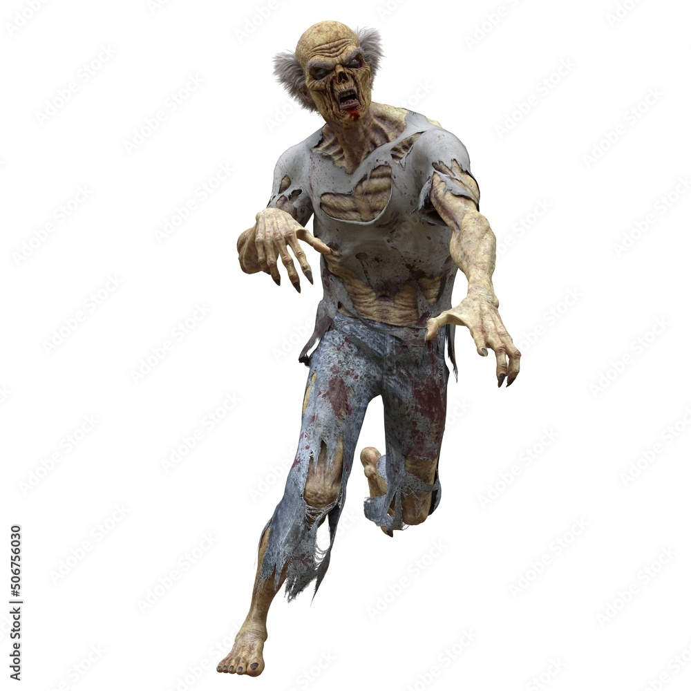 Zombie male isolated white background 3d illustration Zombie male isolated white background 3d illustration