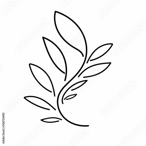 Branchout line. Vector illustration. Herbs and flowers. Leaf elements. Used for wallpaper, wrapping paper for printing, textiles. Nature style. Vintage pattern. © Kateryna