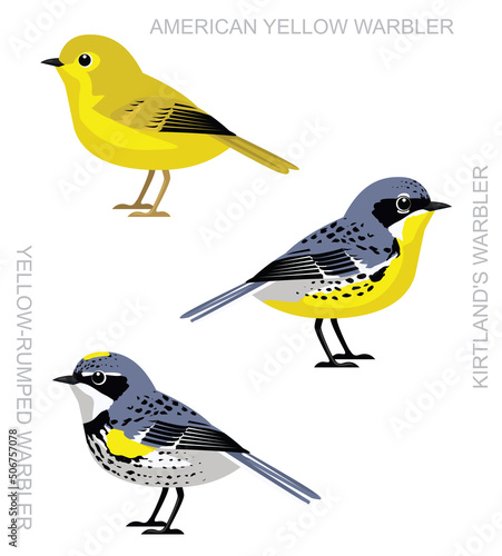 Canvas Print Cute Bird Yellow Warbler Set Cartoon Vector