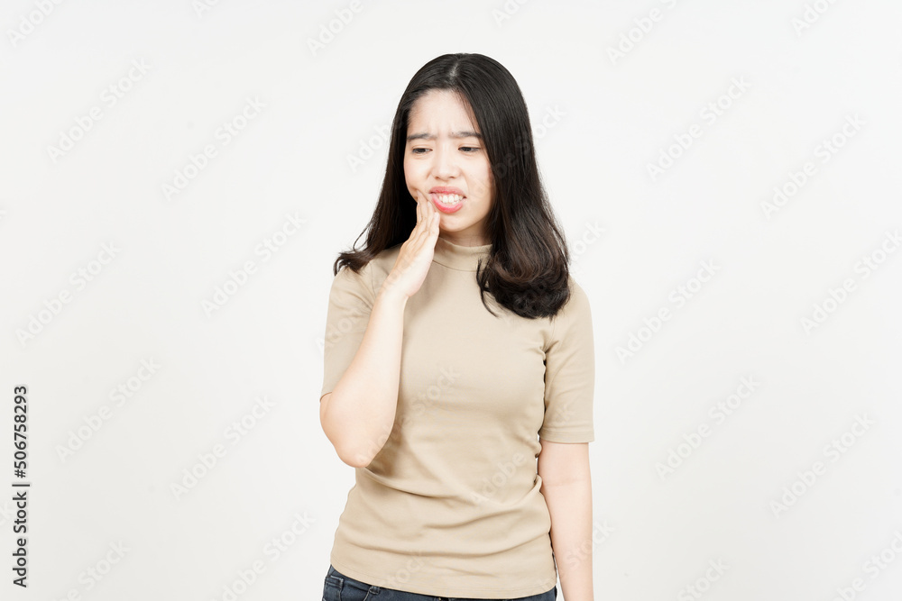 Suffering Toothache Of Beautiful Asian Woman Isolated On White Background Suffering Toothache Of Beautiful Asian Woman Isolated On White Background