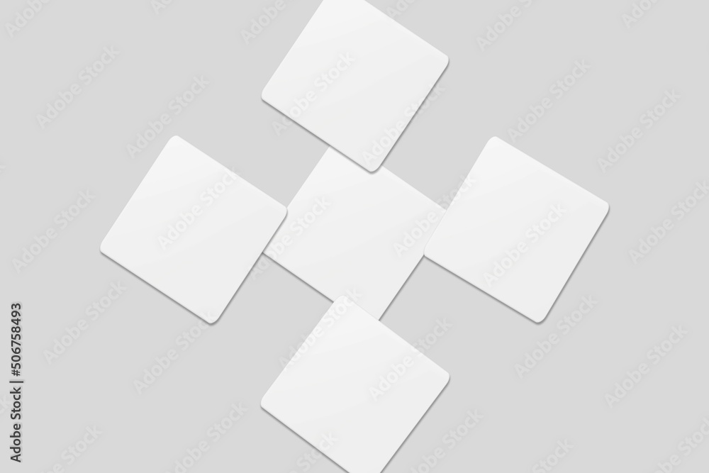 Blank square business card for mockup. 3D Render. Blank square business card for mockup. 3D Render.