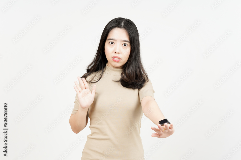 Rejection Hand Gesture Of Beautiful Asian Woman Isolated On White Background Rejection Hand Gesture Of Beautiful Asian Woman Isolated On White Background