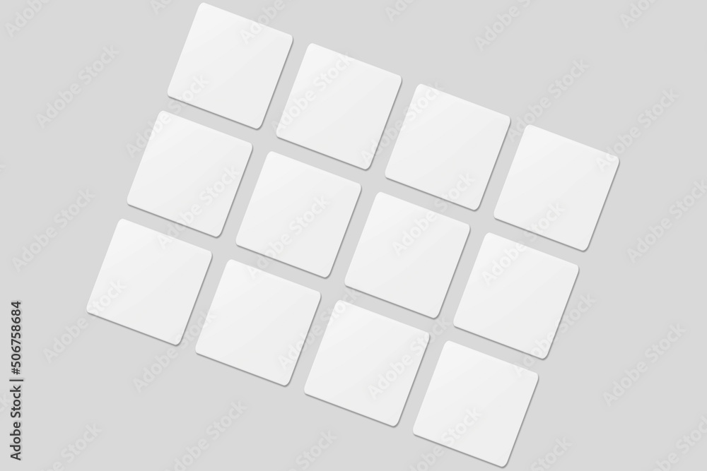Blank square business card for mockup. 3D Render. Blank square business card for mockup. 3D Render.