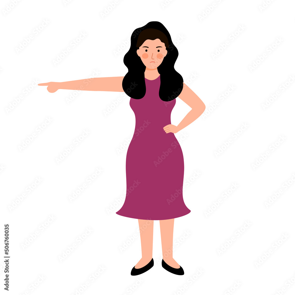 Angry wife concept vector illustration. Woman with angry emotion character in flat design on white background. Angry wife concept vector illustration. Woman with angry emotion character in flat design on white background.