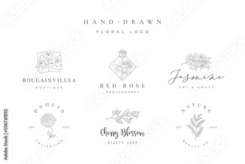 Foto Minimalist handdrawn floral logo