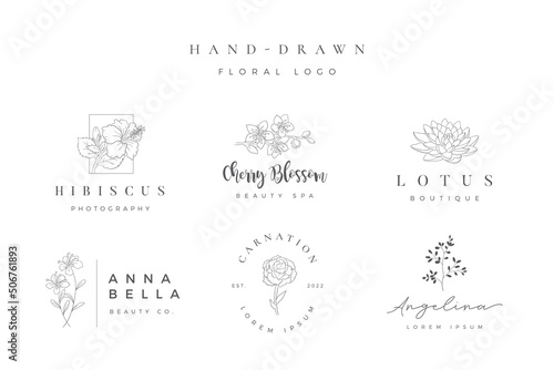 Minimalist handdrawn floral logo