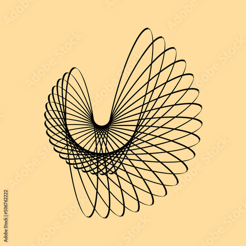Fototapeta Naklejka Na Ścianę i Meble -  Circle round frame by gold wavy lines isolated on white background with space for text. Vector design element luxury style for banner, background, border frame