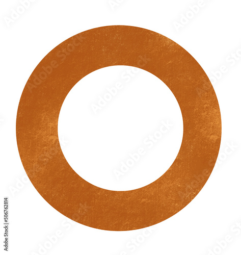 Orange Wheel ring donut circular geometric shape frame grung texture illustration photo