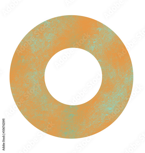 Orange Wheel ring donut circular geometric shape frame grung texture illustration photo