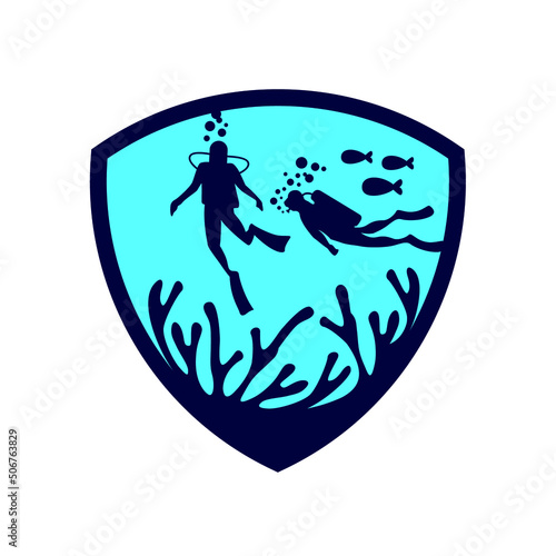 scuba diving vector logo template. diver logo