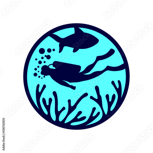 diving logo template illustration. snorkeling vector