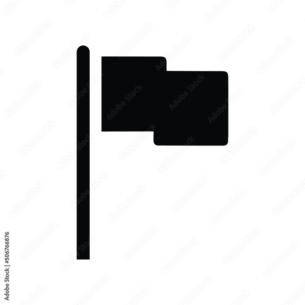 Obraz premium Flag icon. Simple solid style. Flat shape symbol sign. Glyph vector illustration design for application and web interface. Black silhouette isolated on white background. EPS 10.