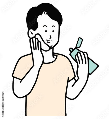髭脱毛クリームを塗る男性のイラスト素材