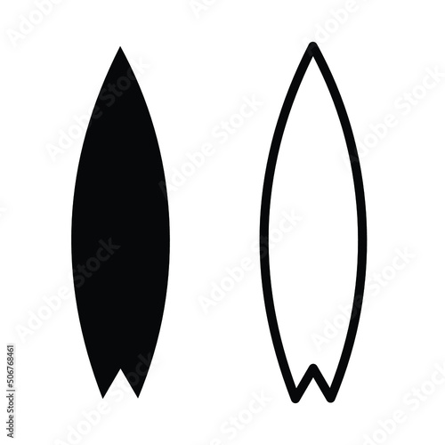 Surfboard collection. Simple solid and outline.Flat design glyph and thin line vector various surf desk icon set isolated on white background. EPS 10.