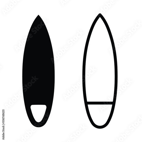 Surfboard collection. Simple solid and outline.Flat design glyph and thin line vector various surf desk icon set isolated on white background. EPS 10.