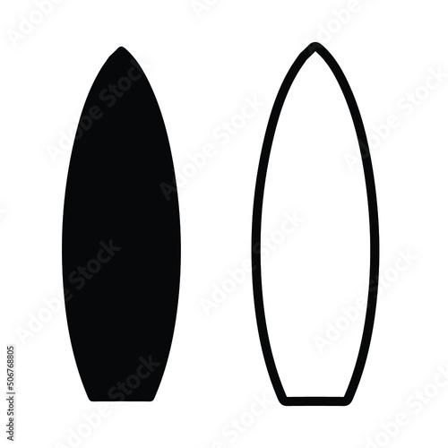 Surfboard collection. Simple solid and outline.Flat design glyph and thin line vector various surf desk icon set isolated on white background. EPS 10.