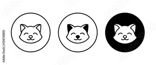 cat head icon, kitten icons button, vector, sign, symbol, logo, illustration, editable stroke, flat design style isolated on white