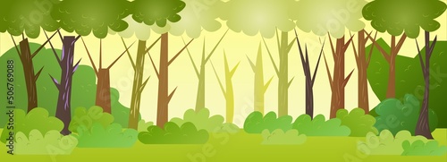 2D Flat Forest Game Background Vector Illustration