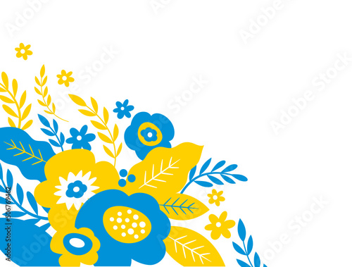 Abstract Floral background with yellow and blue flowers