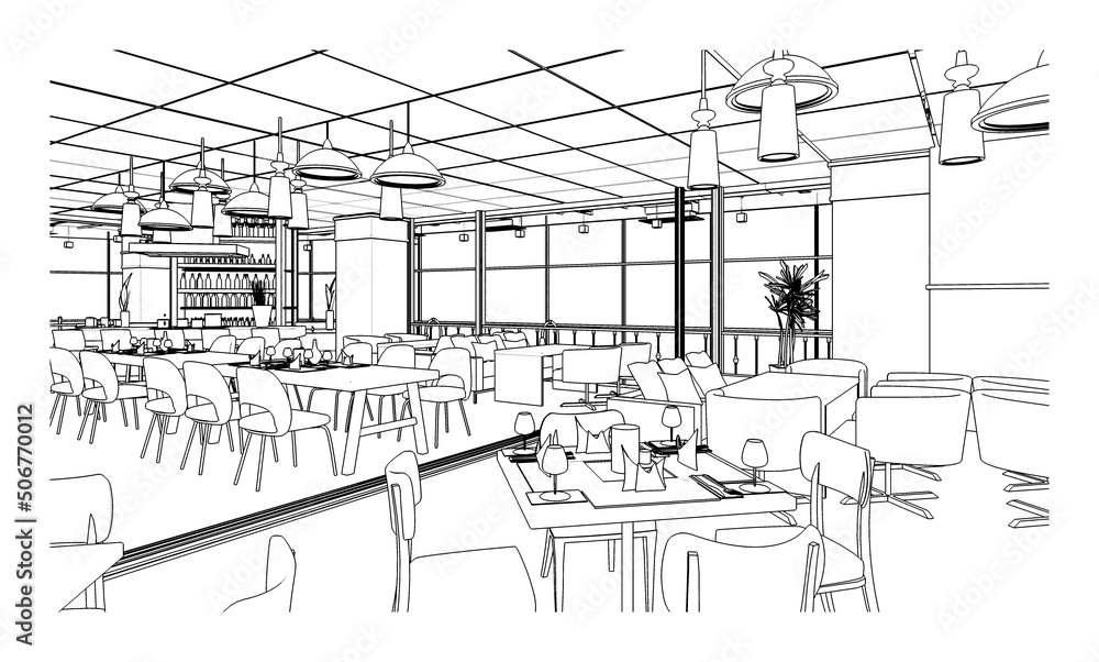 Restaurant Interior Design Drawing