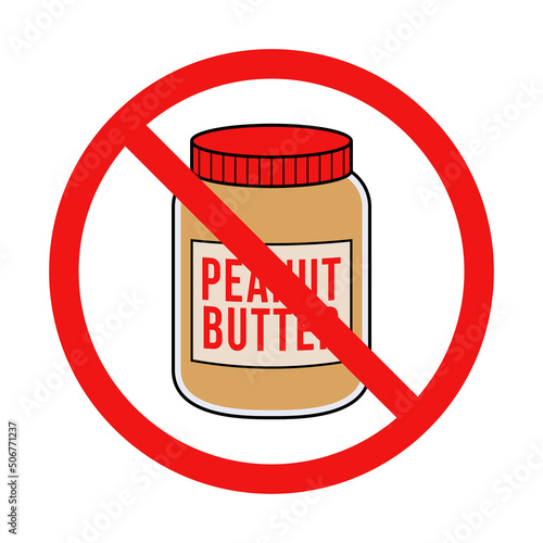 No Peanut Butter Sign on White Background