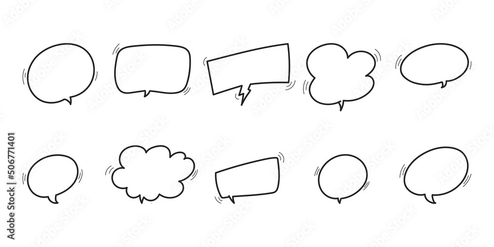 Fototapeta premium doodle hand drawn speech bubble chat collection set