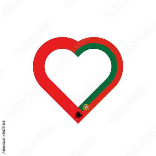 unity concept. heart ribbon icon of albania and portugal flags. vector illustration isolated on white background