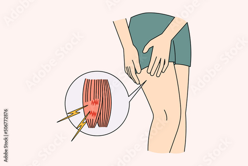 Sportsman tear leg muscle suffer from pain