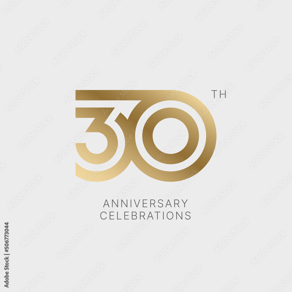 30 years anniversary logo design on white background for celebration event. Emblem of the 30th anniversary.